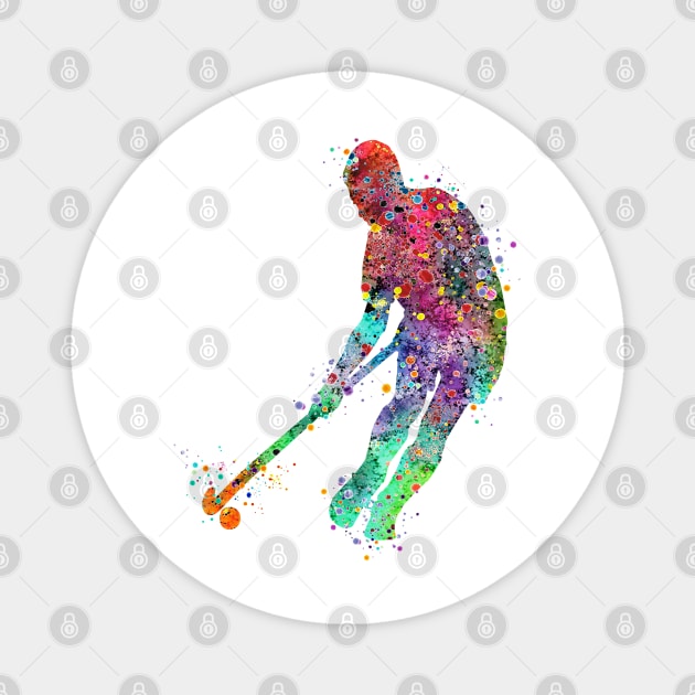 Field Hockey Player Watercolor Sport Magnet by LotusGifts